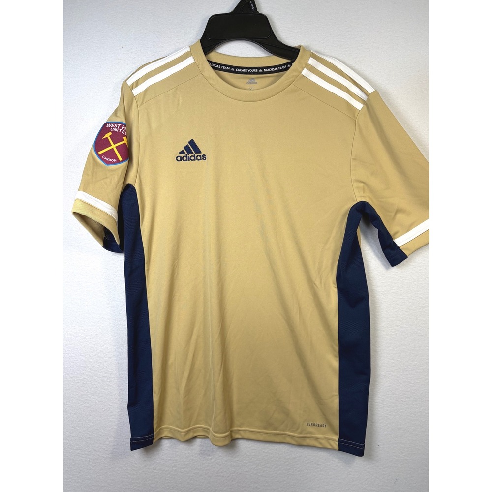 Adidas Soccer Jersey Boys XL Gold New West Ham United Aeroready Training Top